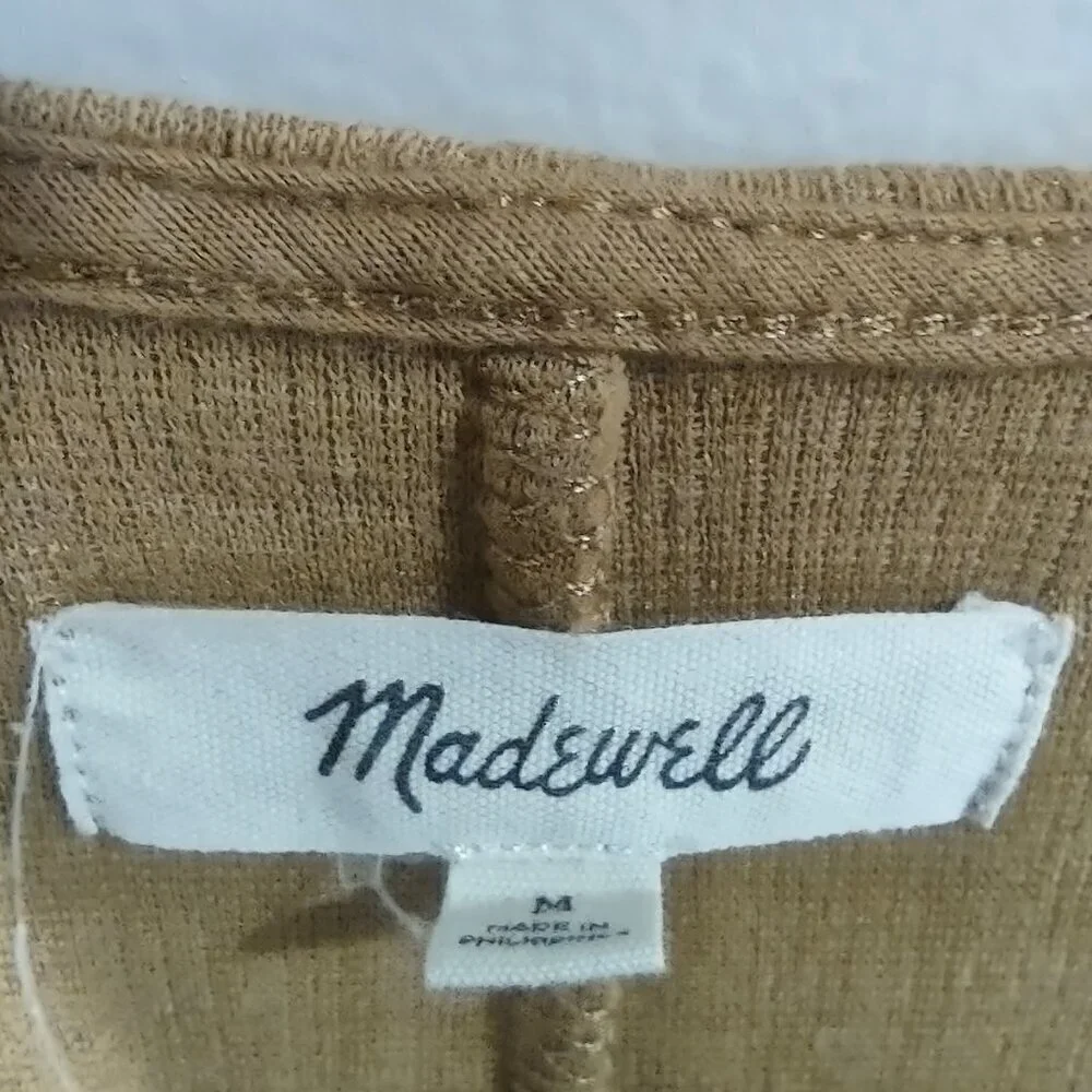 Madewell Women's Tan Flutter Sleeve Faux Wrap Mini Dress - Picture 5 of 9